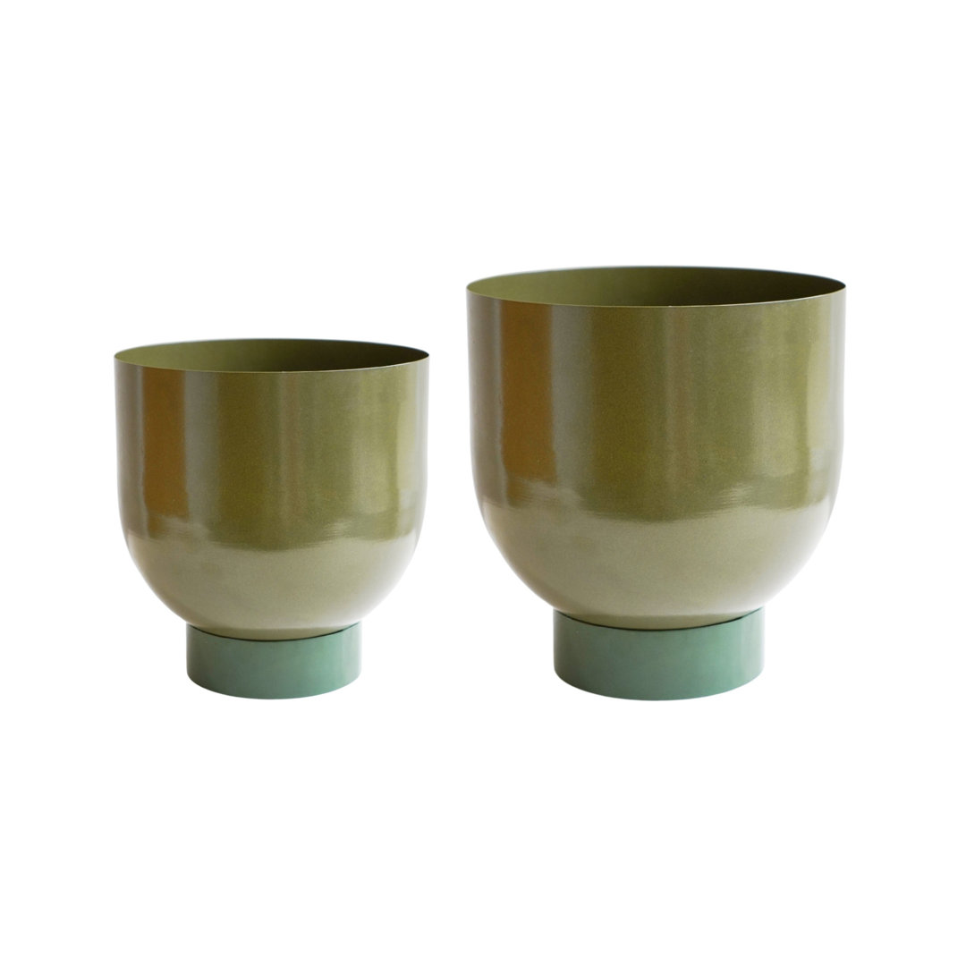 Ivyline Austin Metal Indoor Plant Pot Green 27cm H X 25cm W X 25cm D